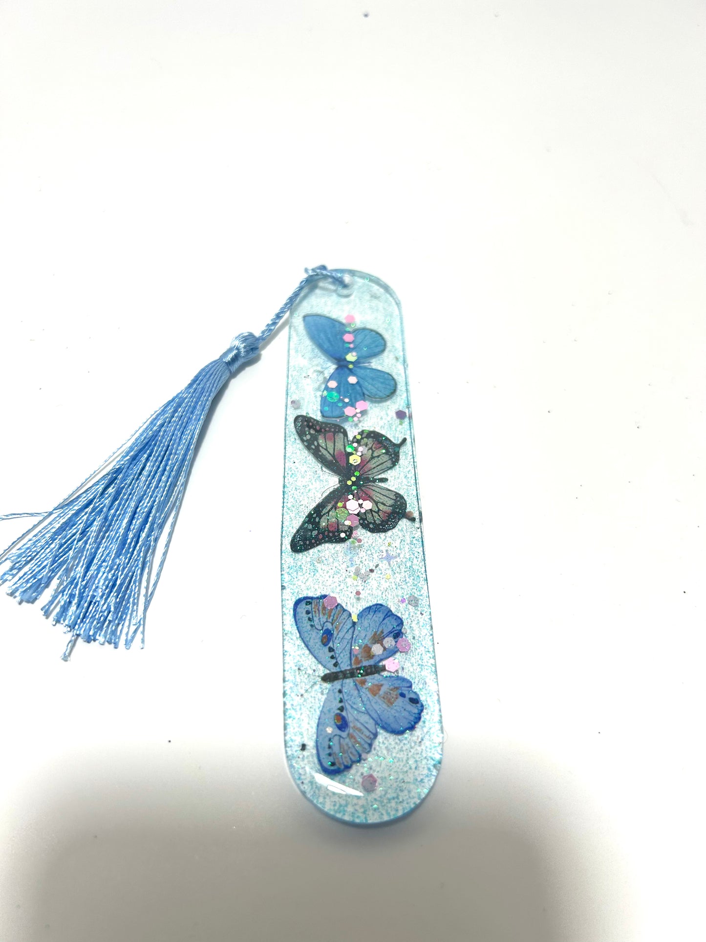 Handmade blue butterfly bookmark