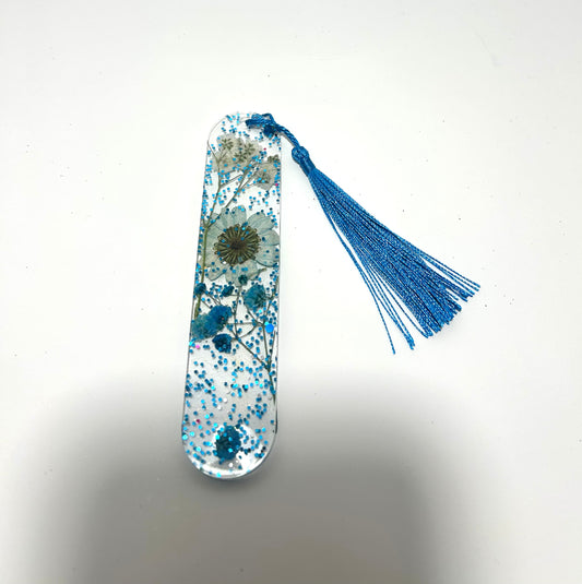 Handmade blue flower bookmark