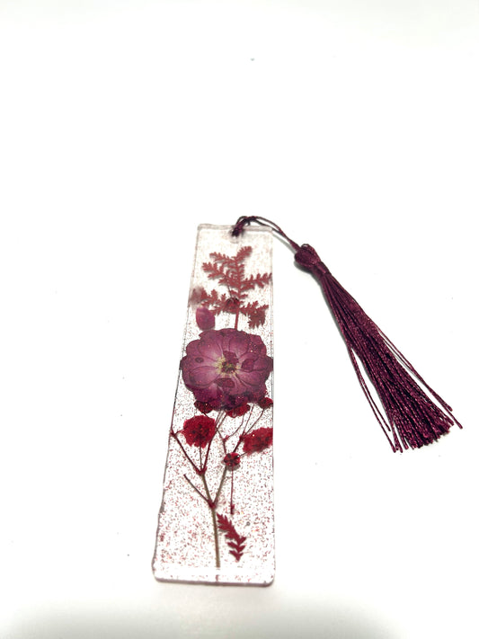 Handmade red flower bookmark